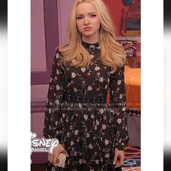 Topshop, Woodland Floral Lattice Waist Dress, Green/Black, Size 4 - Picture 11 of 11